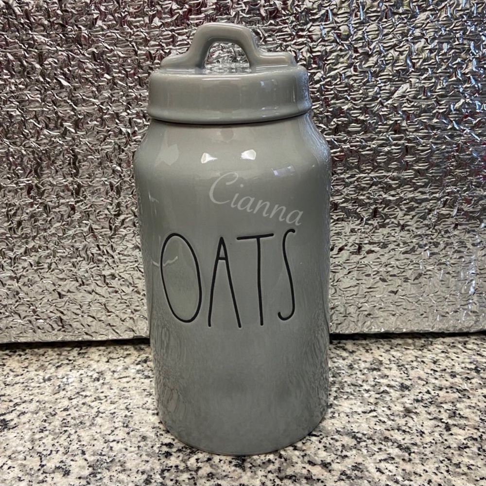 Rae Dunn Grey Oats Canister